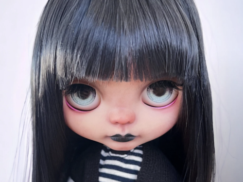 Available! Wednesday Addams custom Blythe doll. Special price ooak doll with extra accessories.